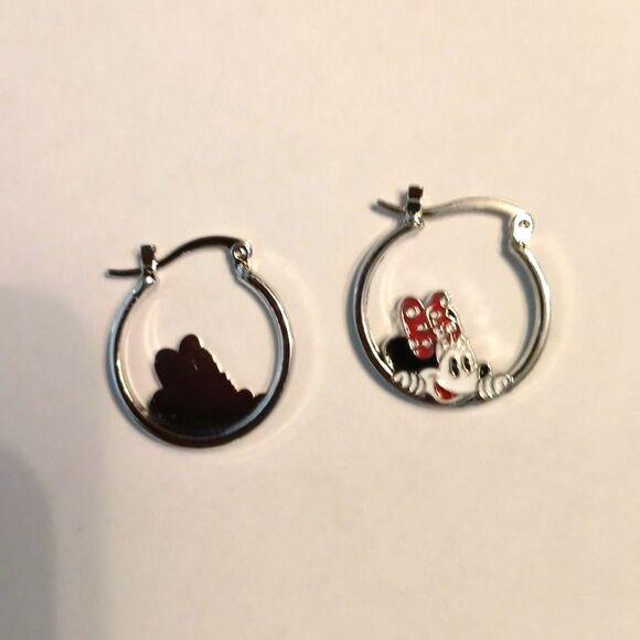 Disney Silver Hoops Minnie Mouse Bow Safety Closure - Picture 6 of 7